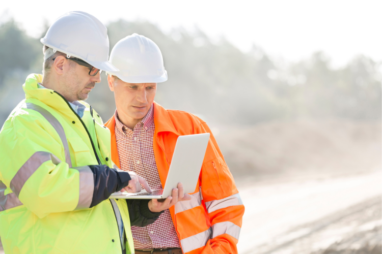 Construction workers in PPE uniforms
