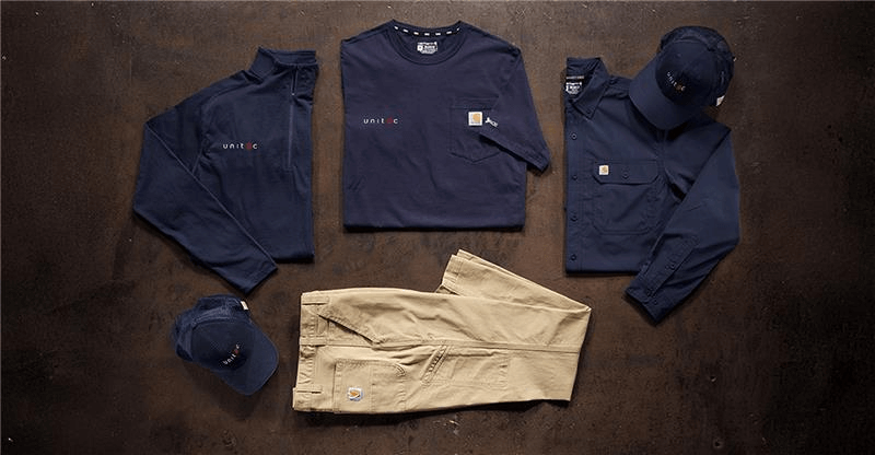 Labeled uniform kits for employees prepared for scalable distribution