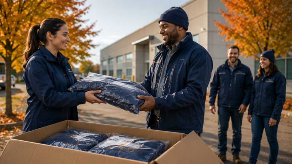 Employees wearing refreshed uniforms ahead of fall hiring season