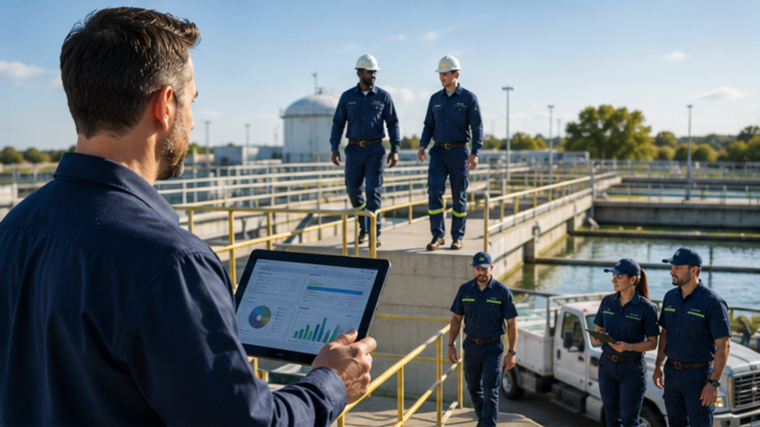 Operations manager reviewing uniform standards across multiple company locations